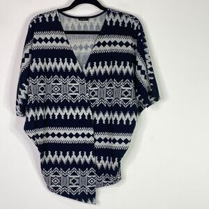 Poetry Aztec Open Front Lightweight Short Sleeve Cardigan Women's Size Small